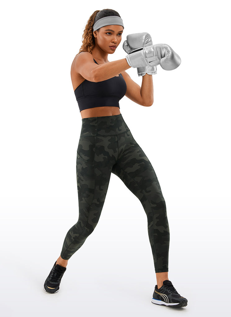 CRZ YOGA Women's Yoga Train High Rise Nakedfeel Pocket Leggings 25'' Olive Camouflage