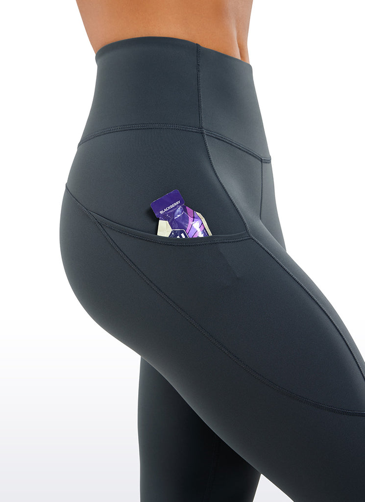 CRZ YOGA Women's Yoga Train High Rise Nakedfeel Pocket Leggings 25'' Melanite