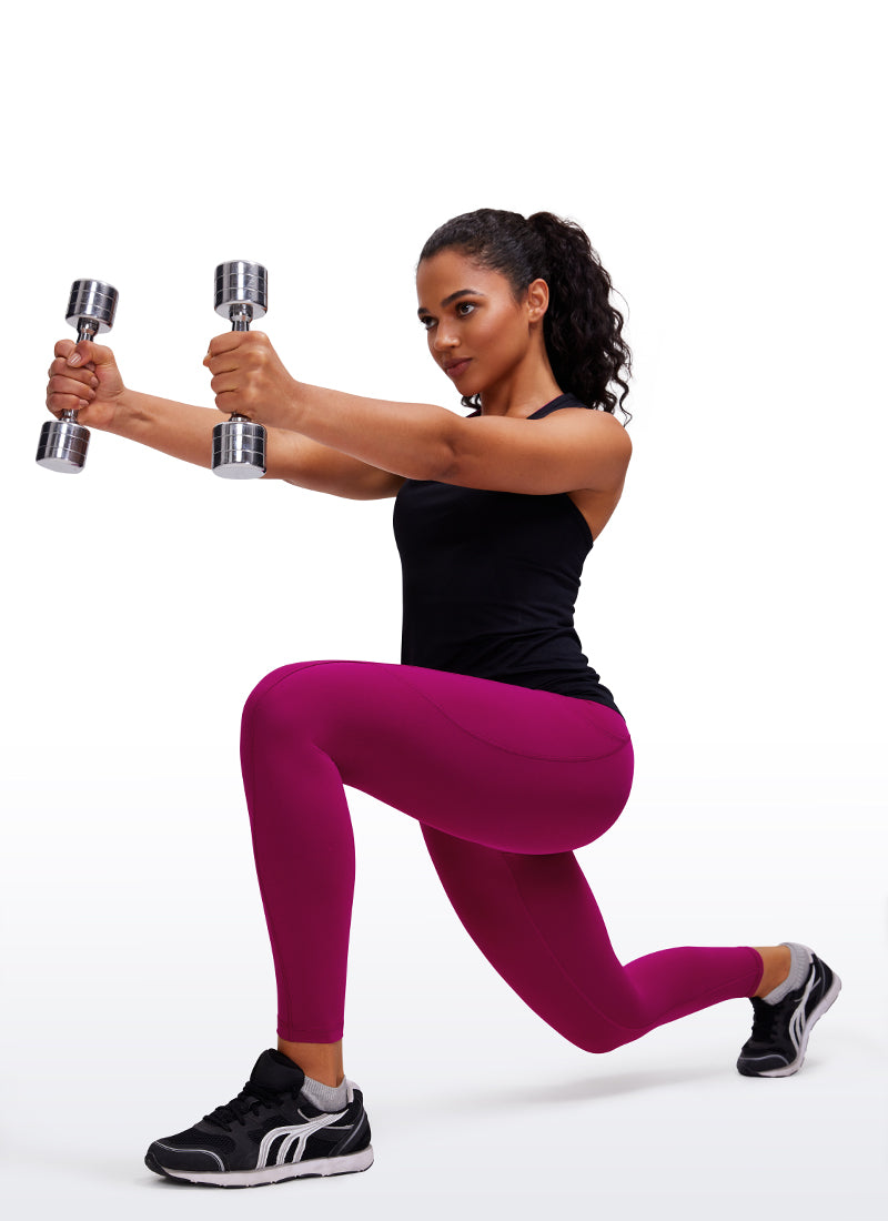 CRZ YOGA Women's Yoga Train High Rise Nakedfeel Pocket Leggings 25'' Curtain Violet Ash