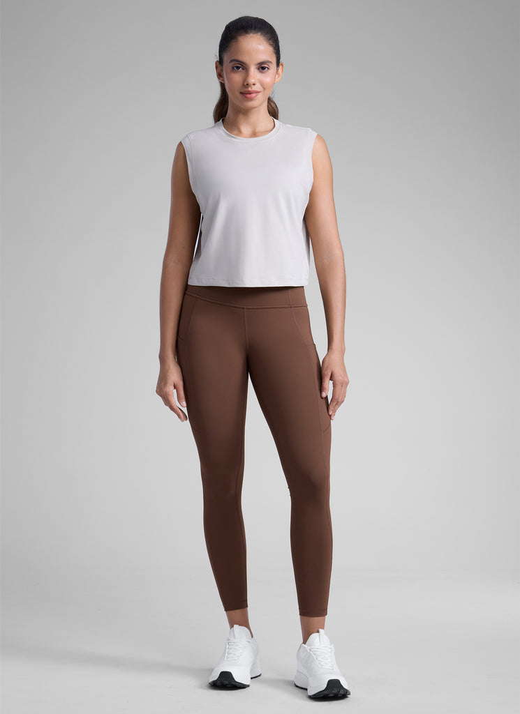 CRZ YOGA Women's Yoga Train High Rise Nakedfeel Pocket Leggings 25'' Ink Gray