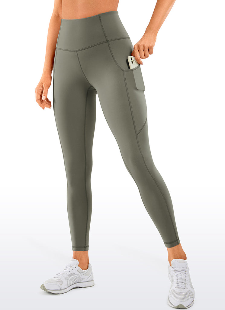 CRZ YOGA Women's Yoga Train High Rise Nakedfeel Pocket Leggings 25'' Petrol Blue