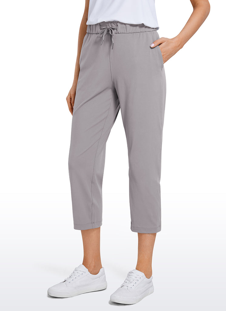 CRZ YOGA Women's Travel Slim Fit Stretch Cropped Pants Capris 23'' Tie Dye Smoke Ink