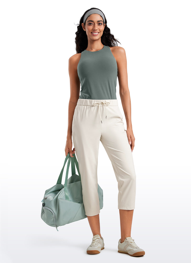 CRZ YOGA Women's Travel Slim Fit Stretch Cropped Pants Capris 23'' Milky White