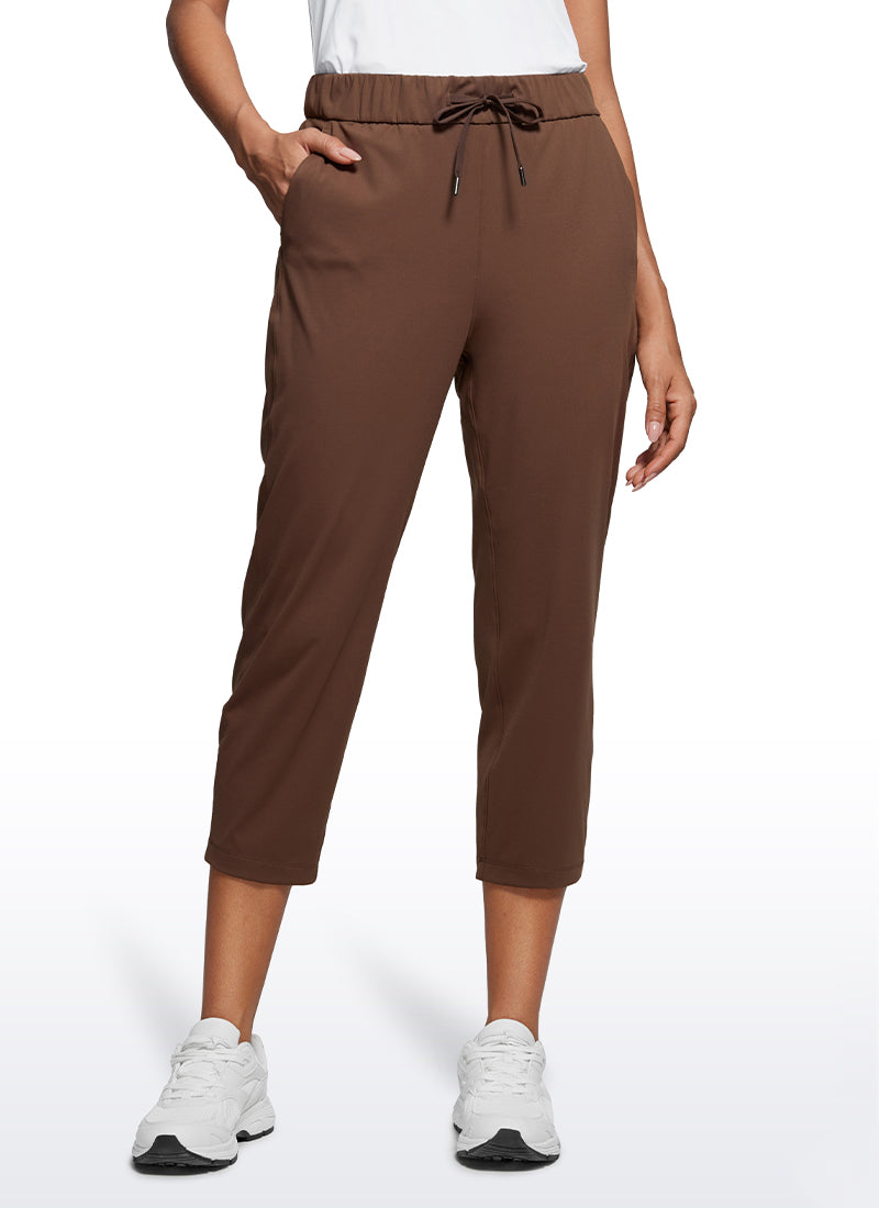 CRZ YOGA Women's Travel Slim Fit Stretch Cropped Pants Capris 23'' Coffee Brown