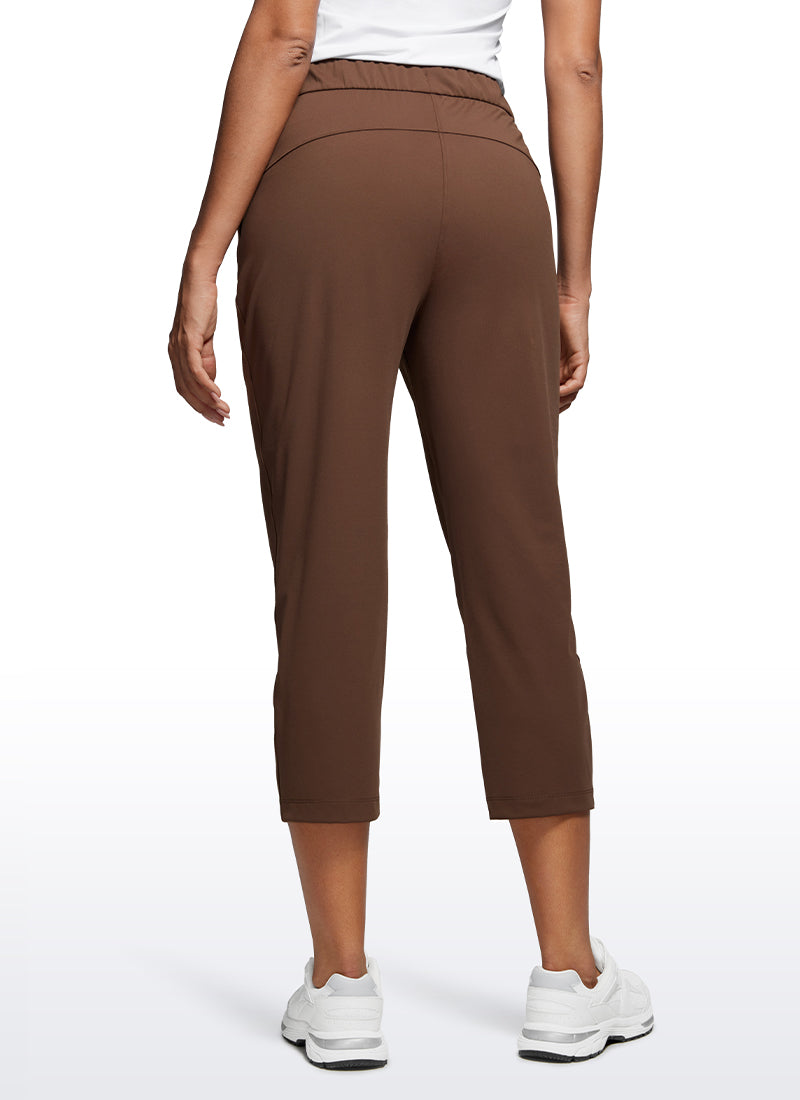 CRZ YOGA Women's Travel Slim Fit Stretch Cropped Pants Capris 23'' Coffee Brown