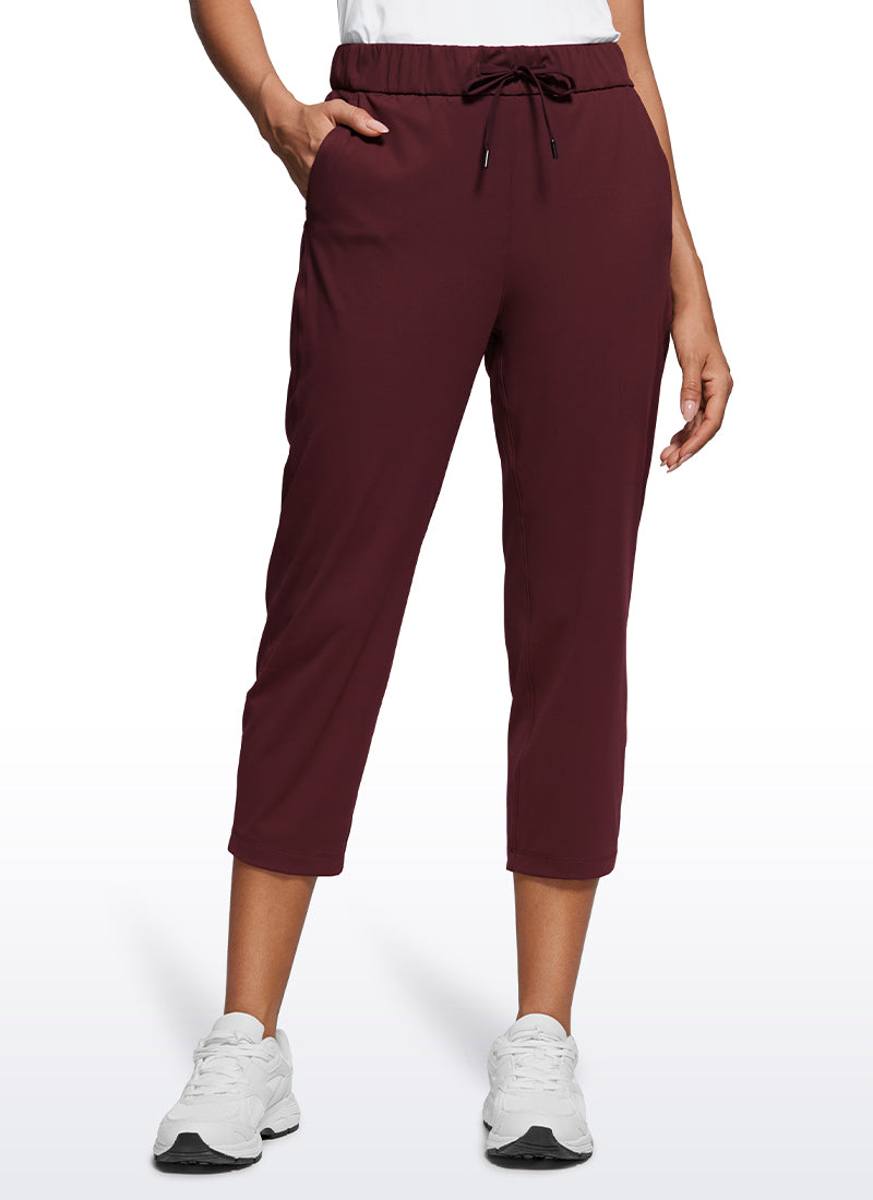 CRZ YOGA Women's Travel Slim Fit Stretch Cropped Pants Capris 23'' Red Merlot