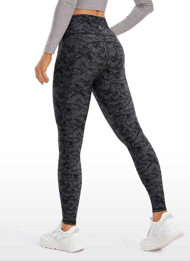 CRZ YOGA Women's High Rise Thermal Fleece Lined Pocket Leggings 28'' Olive leopard grain