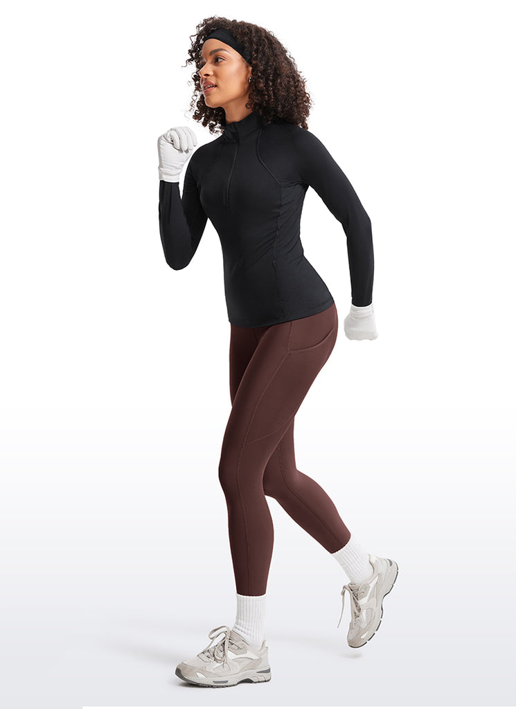 CRZ YOGA Women's High Rise Thermal Fleece Lined Pocket Leggings 28'' Tie Dye Smoke Ink