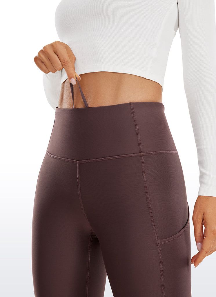 CRZ YOGA Women's High Rise Thermal Fleece Lined Pocket Leggings 28'' Dark Green