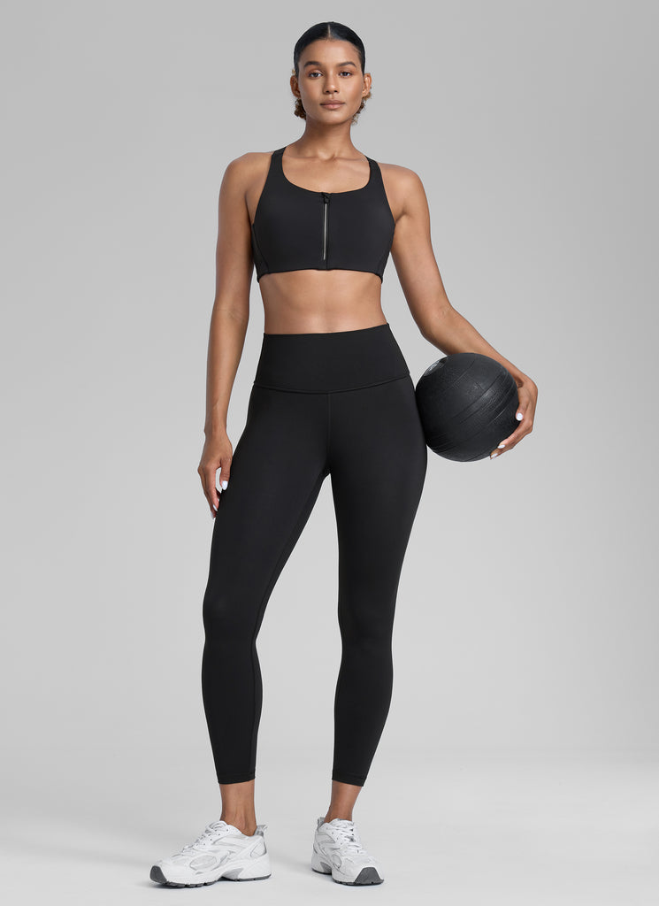 CRZ YOGA Women's Train High Rise Hugged Feel Compression Leggings 25'' Black