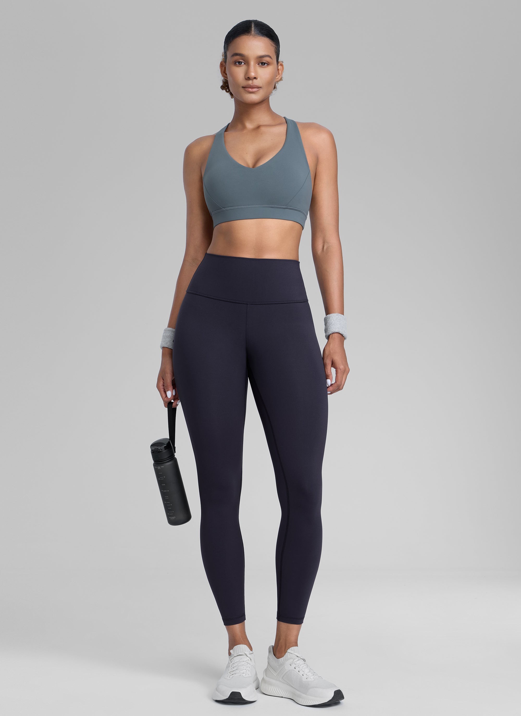 CRZ YOGA Women's Train High Rise Hugged Feel Compression Leggings 25'' Navy