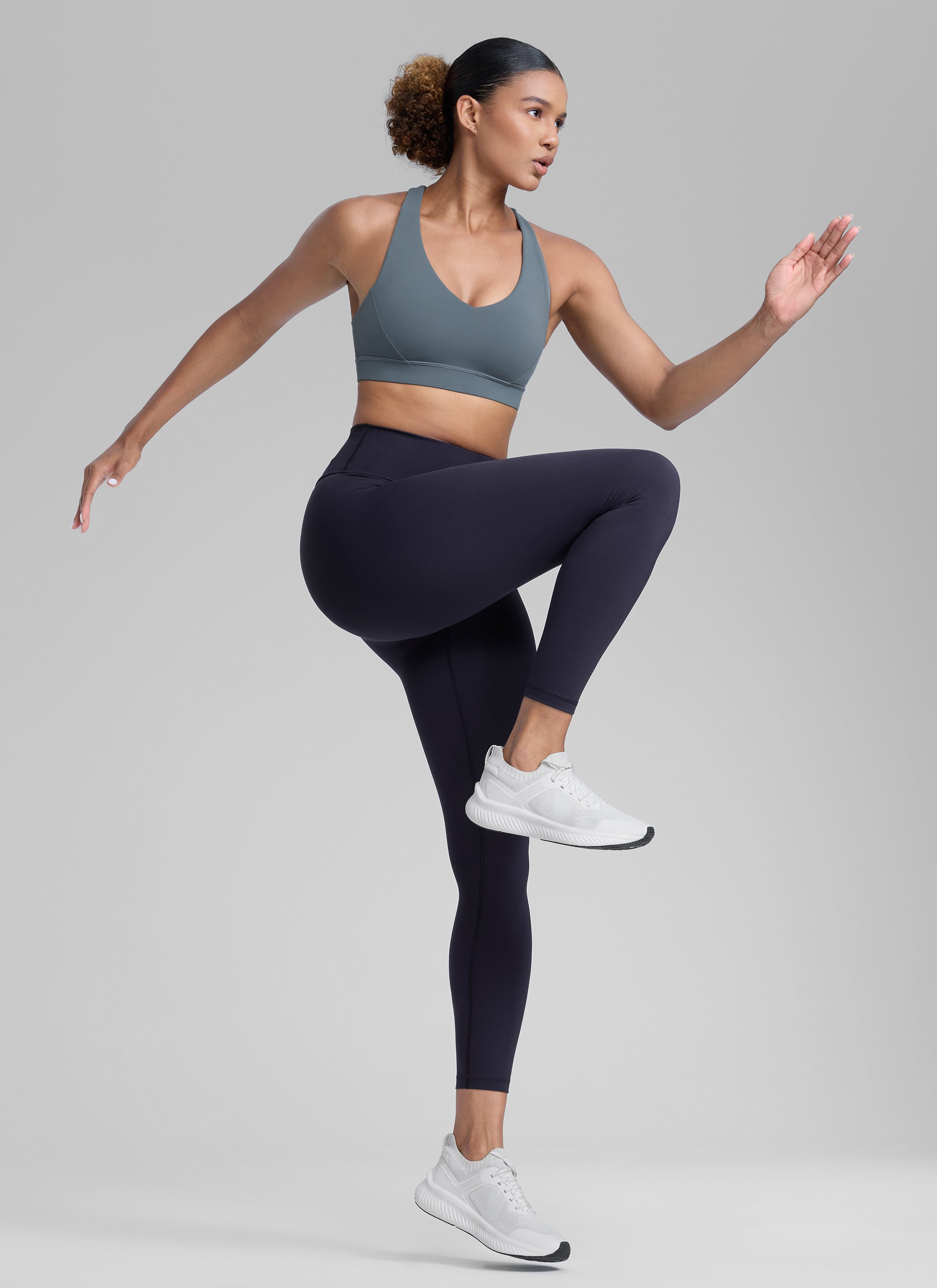 CRZ YOGA Women's Train High Rise Hugged Feel Compression Leggings 25'' Navy
