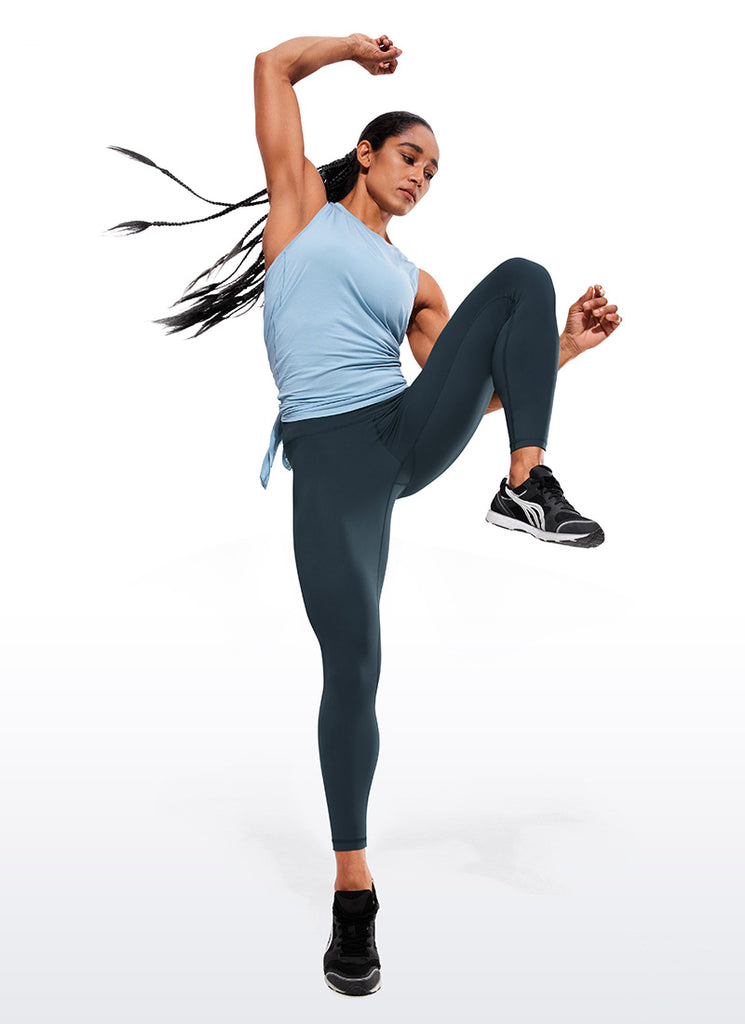 CRZ YOGA Women's Train High Rise Hugged Feel Compression Leggings 25'' True Navy