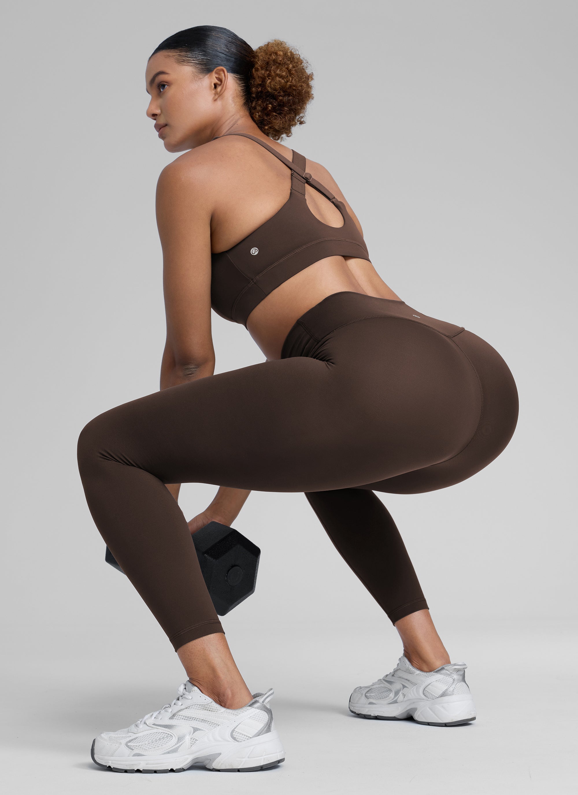 CRZ YOGA Women's Train High Rise Hugged Feel Compression Leggings 25'' Hot Fudge Brown