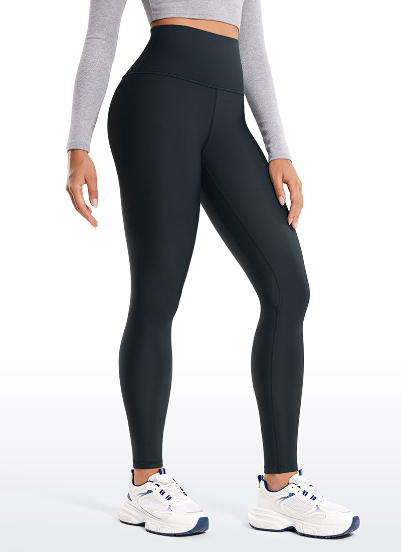 CRZ YOGA Women's Winter High Rise Thermal Fleece Lined Leggings 28'' True Navy
