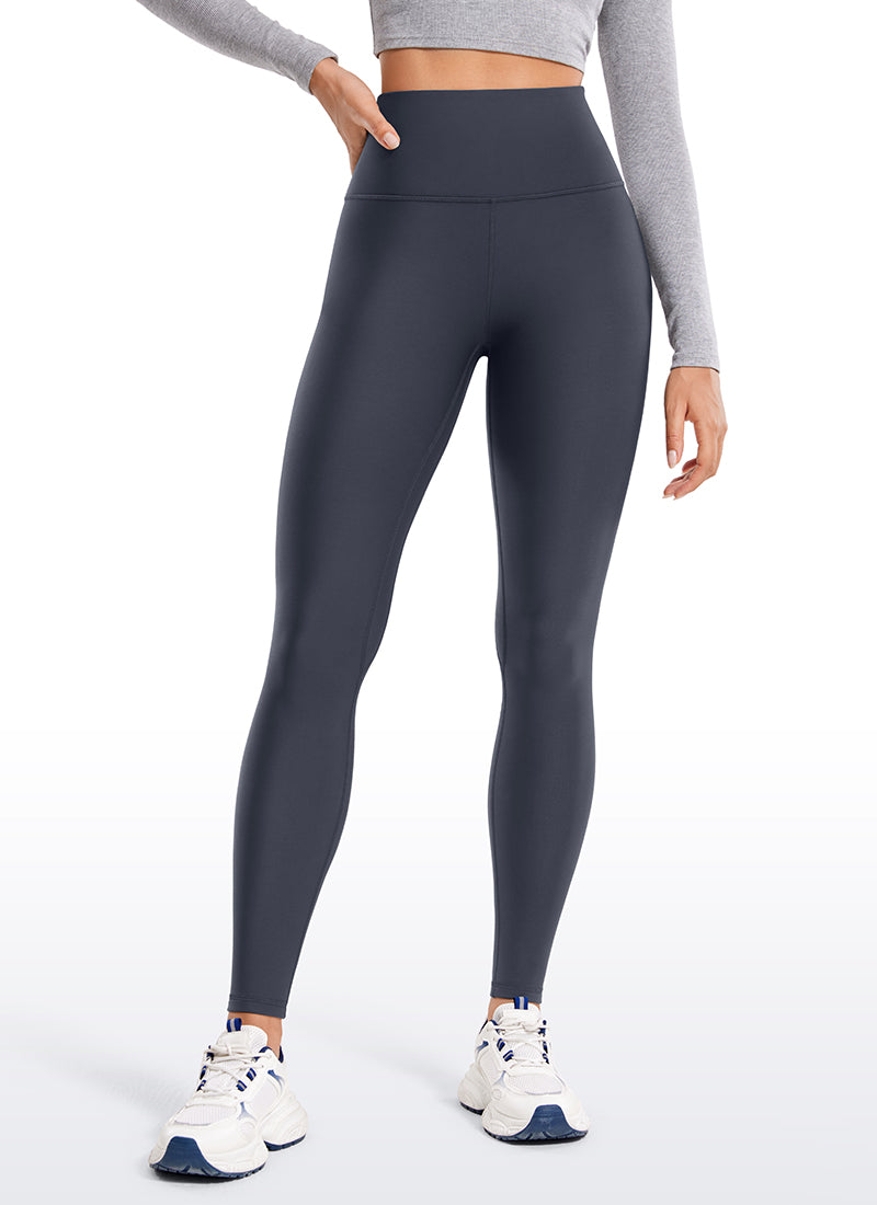 CRZ YOGA Women's Winter High Rise Thermal Fleece Lined Leggings 28'' Navy