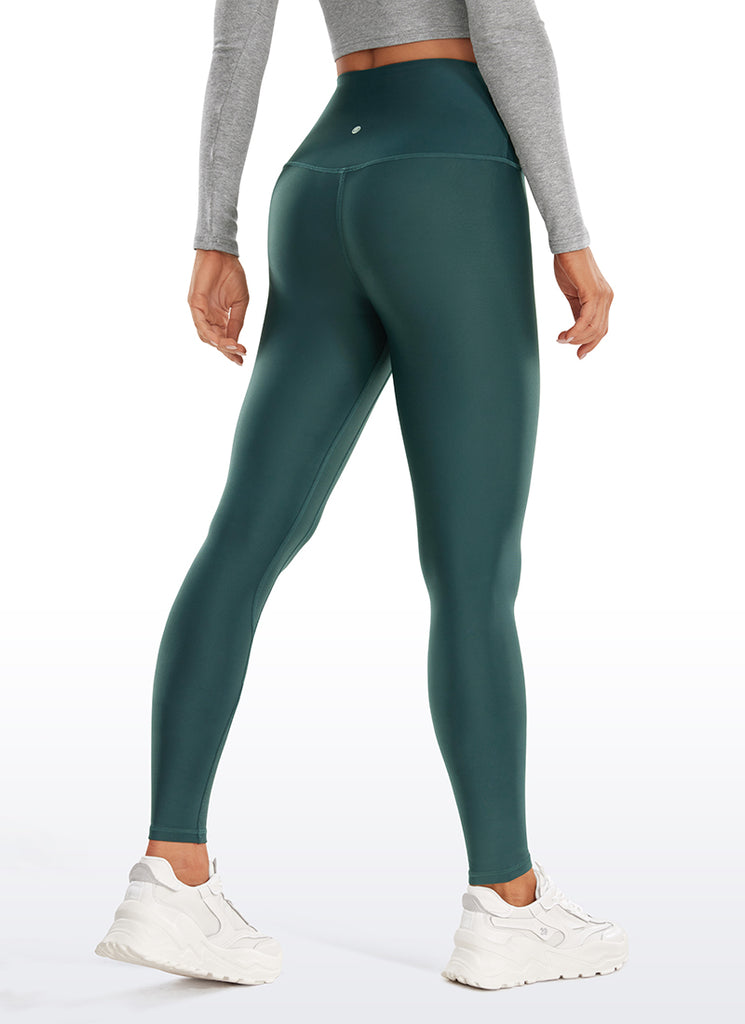 CRZ YOGA Women's Winter High Rise Thermal Fleece Lined Leggings 28'' Forest Dark Green