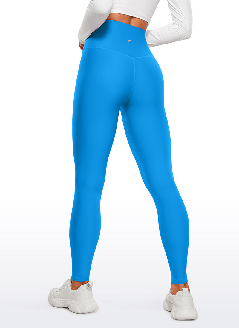 CRZ YOGA Women's Winter High Rise Thermal Fleece Lined Leggings 28'' Madagascar Blue