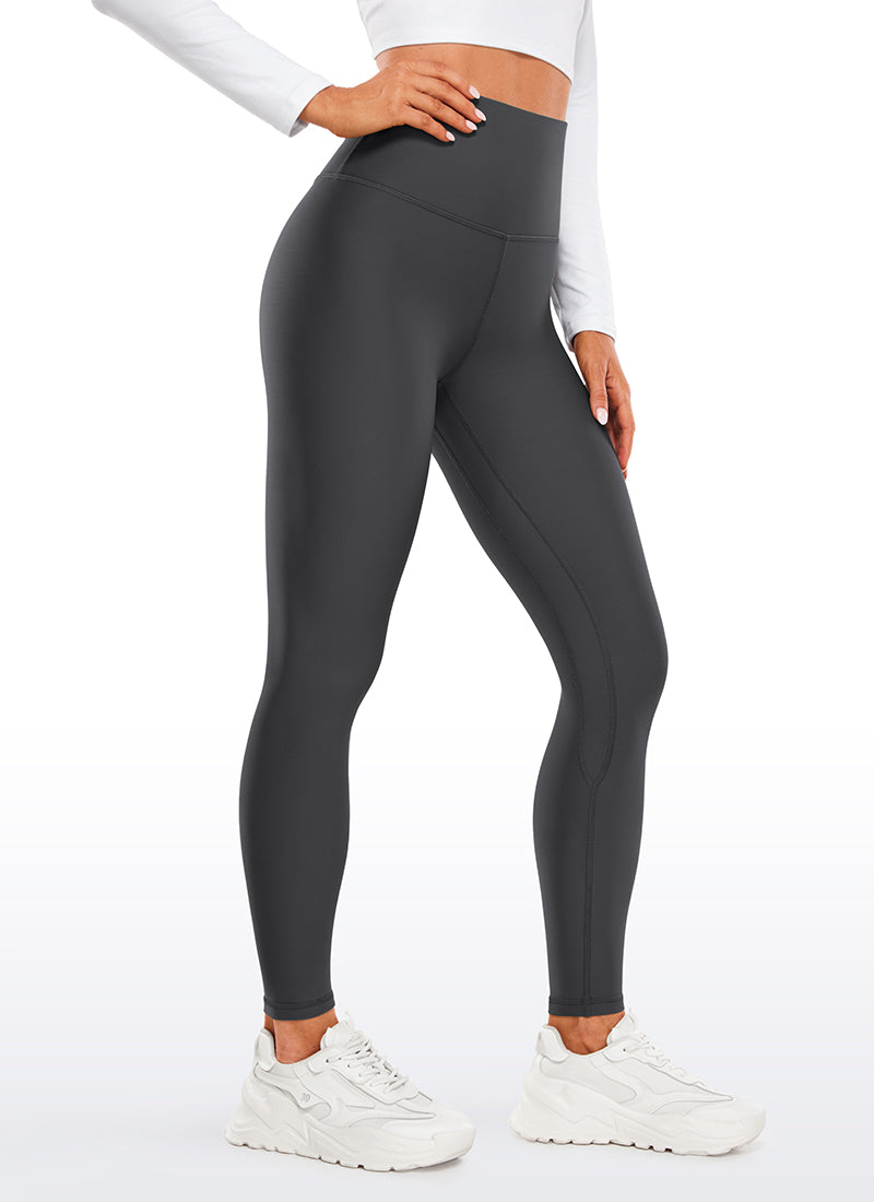 CRZ YOGA Women's Winter High Rise Thermal Fleece Lined Leggings 28'' Mysterious Grey