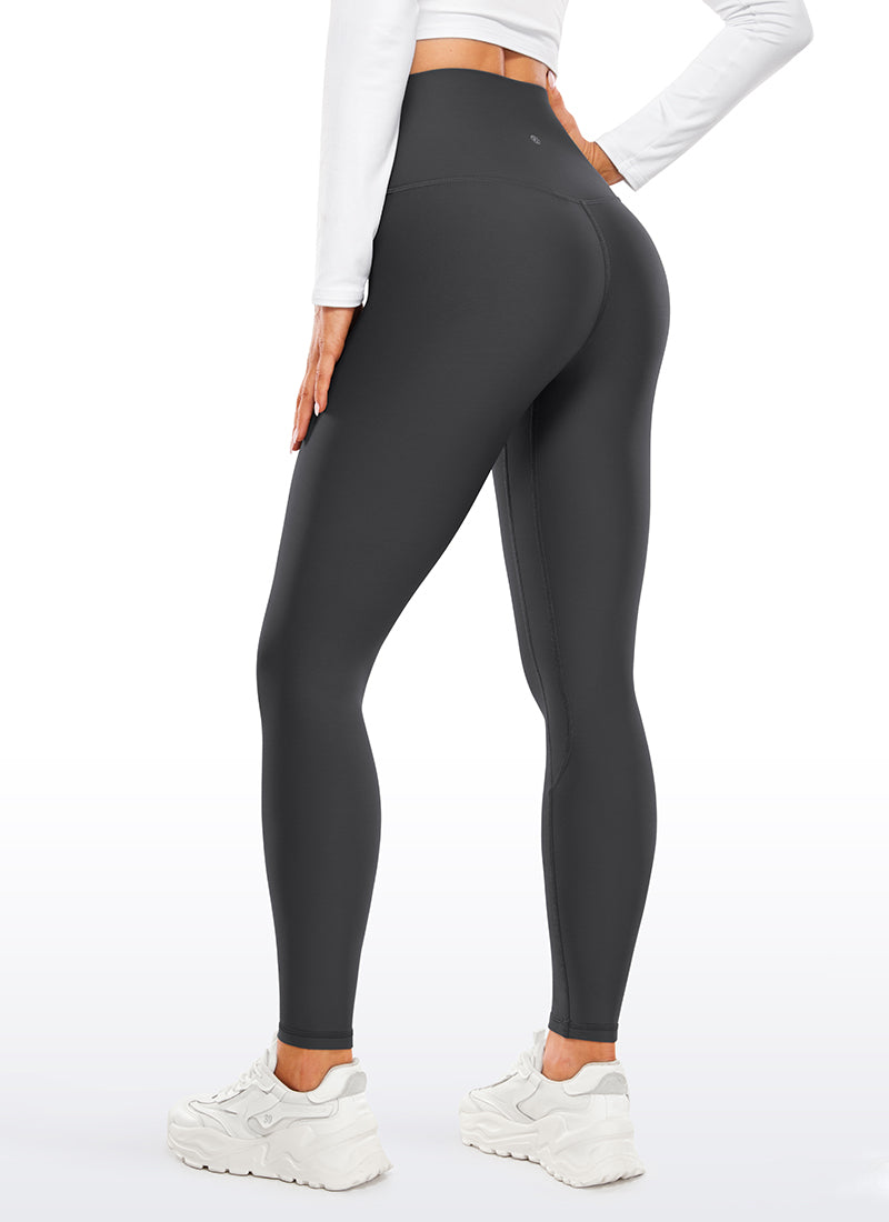 CRZ YOGA Women's Winter High Rise Thermal Fleece Lined Leggings 28'' Mysterious Grey