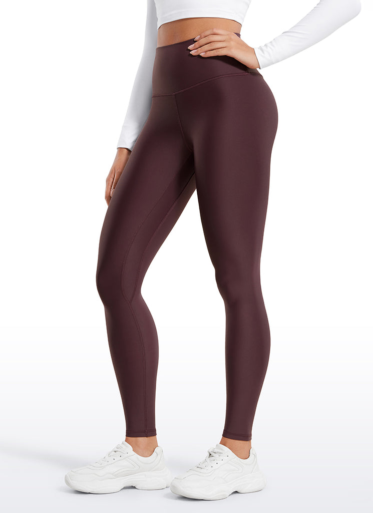 CRZ YOGA Women's Winter High Rise Thermal Fleece Lined Leggings 28'' Arctic Plum