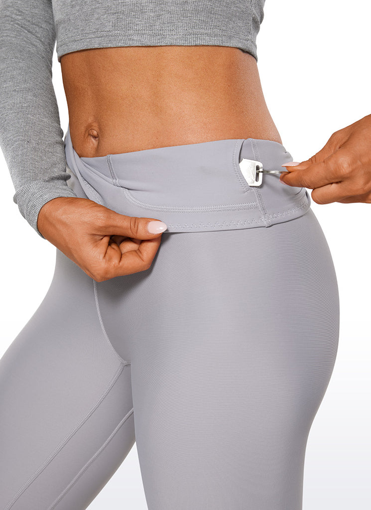 CRZ YOGA Women's Winter High Rise Thermal Fleece Lined Leggings 28'' White Apricot