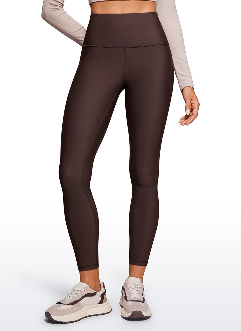 CRZ YOGA Women's Winter High Rise Thermal Fleece Lined Leggings 28'' Hot Fudge Brown