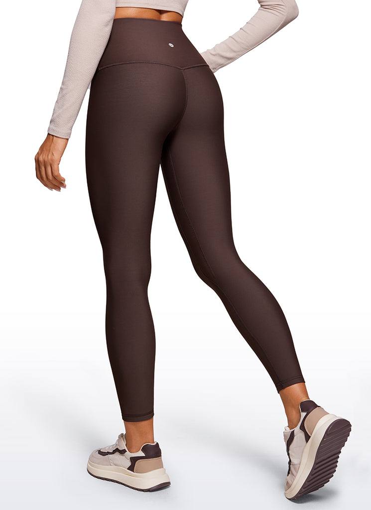 CRZ YOGA Women's Winter High Rise Thermal Fleece Lined Leggings 28'' Hot Fudge Brown