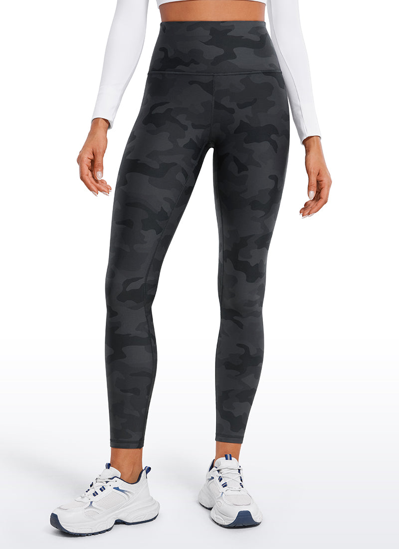CRZ YOGA Women's Winter High Rise Thermal Fleece Lined Leggings 28'' Dark grey camouflage