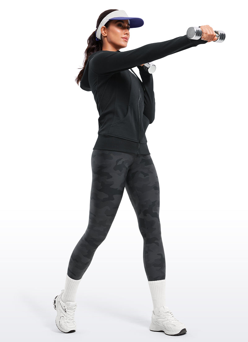 CRZ YOGA Women's Winter High Rise Thermal Fleece Lined Leggings 28'' Dark grey camouflage