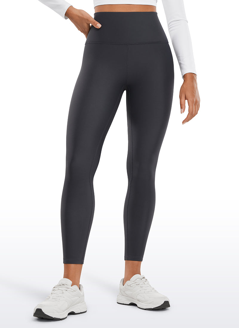 CRZ YOGA Women's Winter High Rise Thermal Fleece Lined Leggings 28'' Mysterious Grey