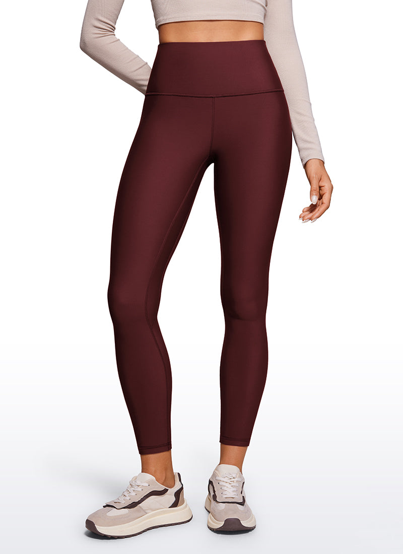 CRZ YOGA Women's Winter High Rise Thermal Fleece Lined Leggings 28'' Red Merlot