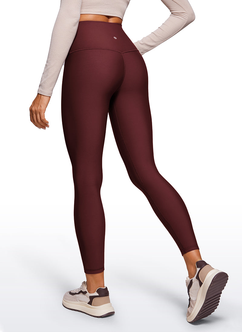 CRZ YOGA Women's Winter High Rise Thermal Fleece Lined Leggings 28'' Red Merlot