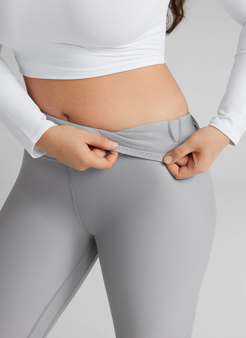 CRZ YOGA Women's Winter High Rise Thermal Fleece Lined Leggings 28'' Rhino Grey
