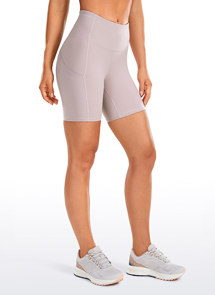 CRZ YOGA Women's Run High Rise Biker Nakedfeel Light Pocket Shorts 6'' Misty Merlot