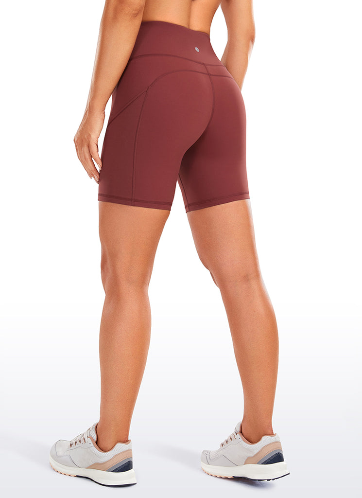 CRZ YOGA Women's Run High Rise Biker Nakedfeel Light Pocket Shorts 6'' Savannah