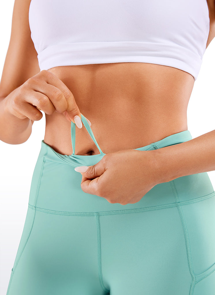 CRZ YOGA Women's Run High Rise Biker Nakedfeel Light Pocket Shorts 6'' Deep Wine