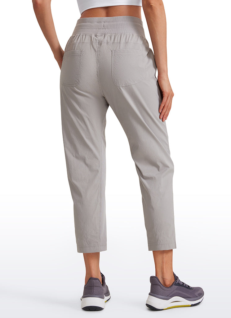 CRZ YOGA Women's Travel Slim Fit Striped Pants 25'' Cinched Leg Dark Chrome