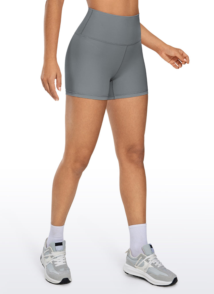 CRZ YOGA Women's Yoga High Rise Biker Shorts Nakedfeel Shorts 4'' Arctic Plum