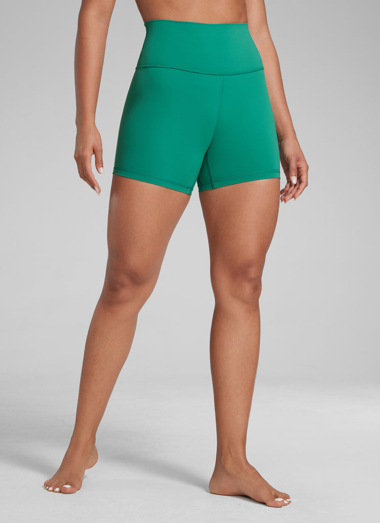 CRZ YOGA Women's Yoga High Rise Biker Shorts Nakedfeel Shorts 4'' Cascadia Green