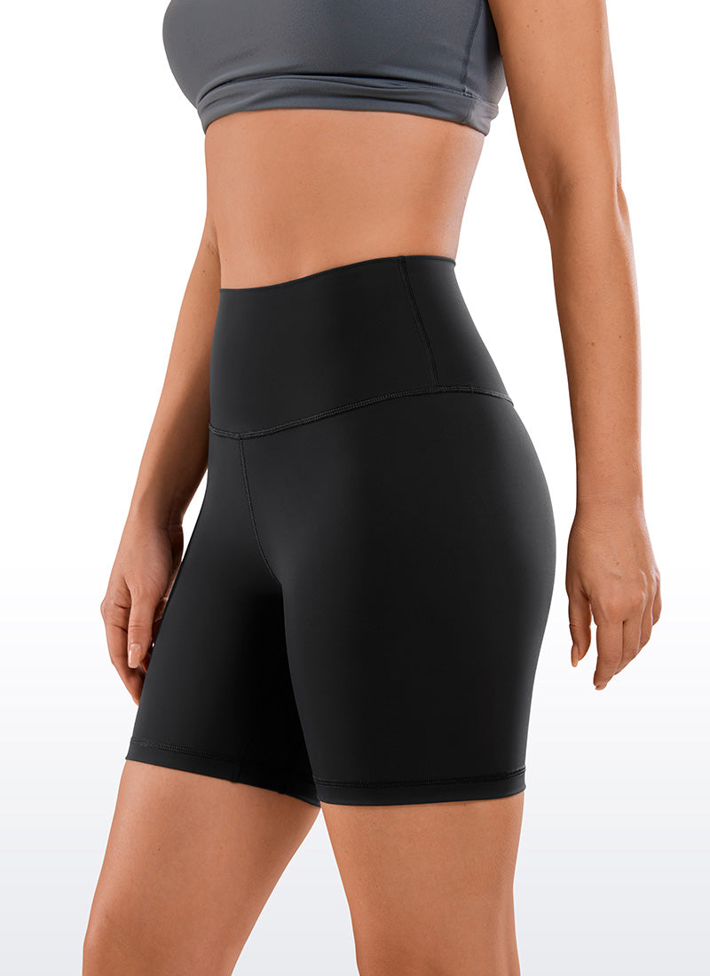 CRZ YOGA Women's Yoga High Rise Biker Shorts Nakedfeel Shorts 6'' Black
