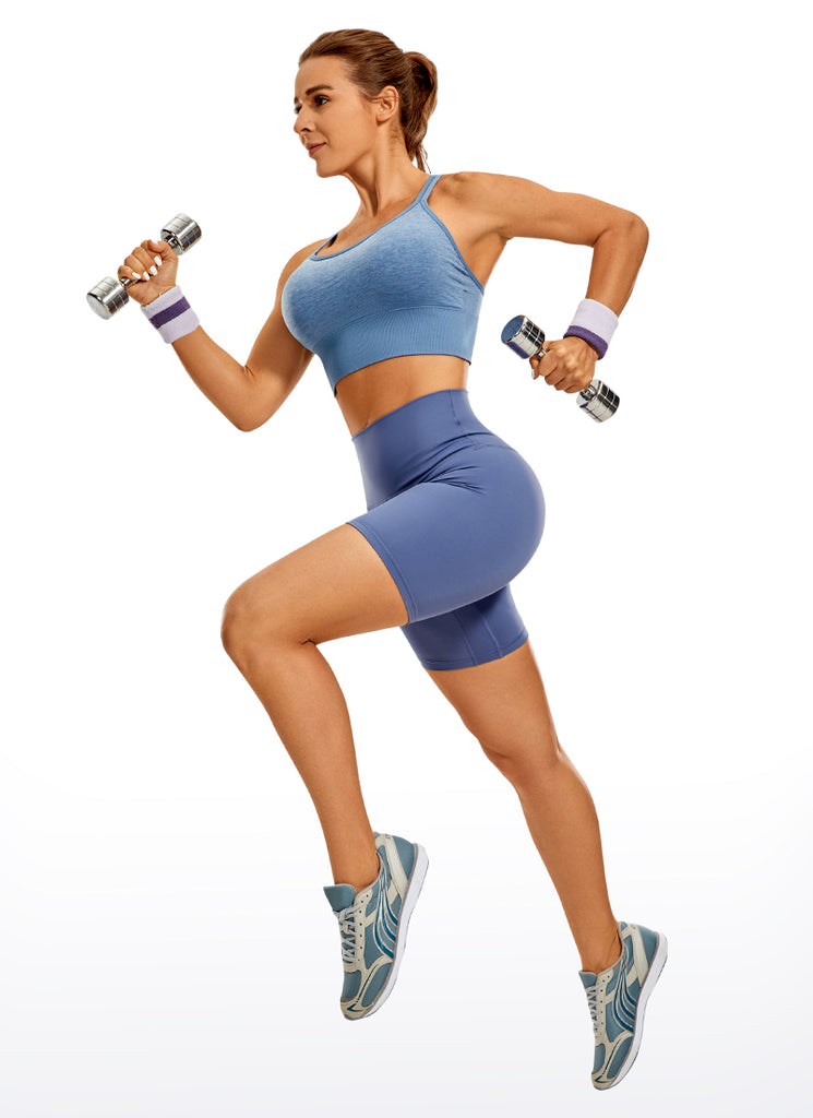 CRZ YOGA Women's Yoga High Rise Biker Shorts Nakedfeel Shorts 6'' Curtain Violet Ash