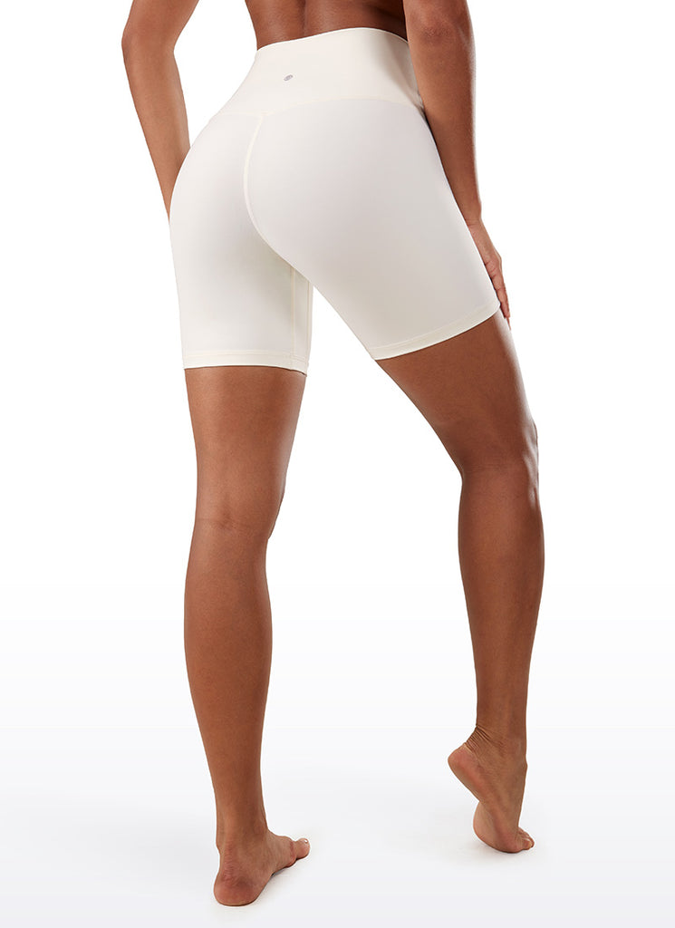 CRZ YOGA Women's Yoga High Rise Biker Shorts Nakedfeel Shorts 6'' Taupe