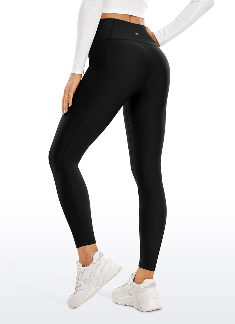 CRZ YOGA Women's High Rise Thermal Fleece Lined Pocket Legging II 25'' Black