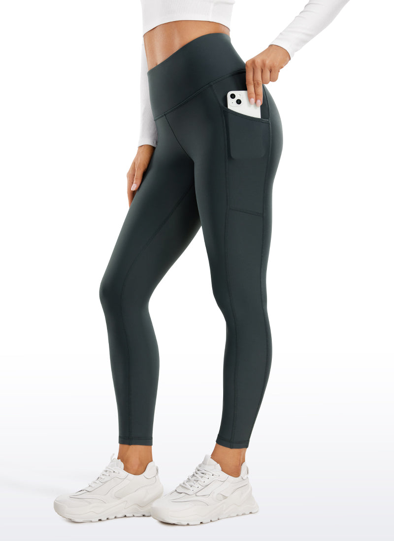 CRZ YOGA Women's High Rise Thermal Fleece Lined Pocket Legging II 25'' Melanite