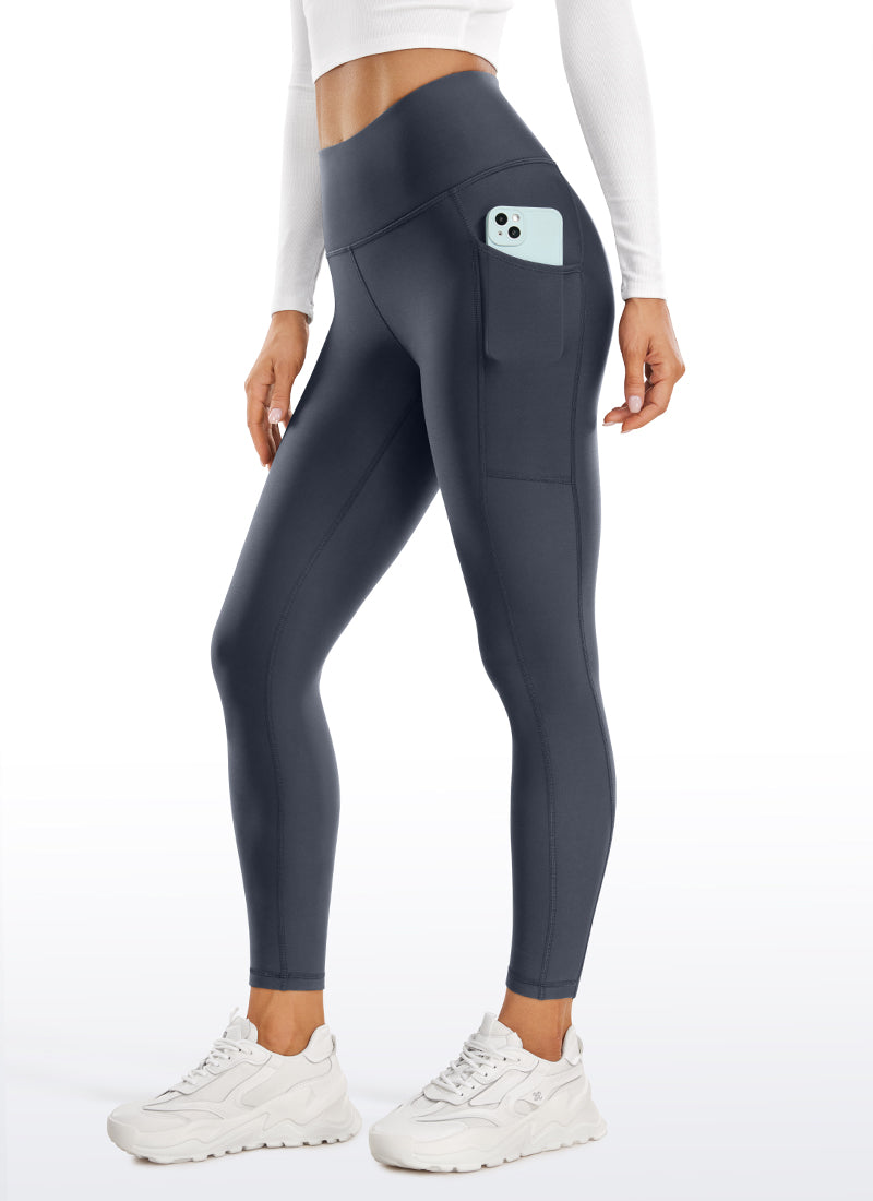 CRZ YOGA Women's High Rise Thermal Fleece Lined Pocket Legging II 25'' True Navy