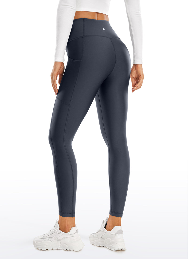 CRZ YOGA Women's High Rise Thermal Fleece Lined Pocket Legging II 25'' True Navy