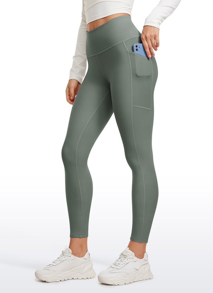 CRZ YOGA Women's High Rise Thermal Fleece Lined Pocket Legging II 25'' Grey Sage