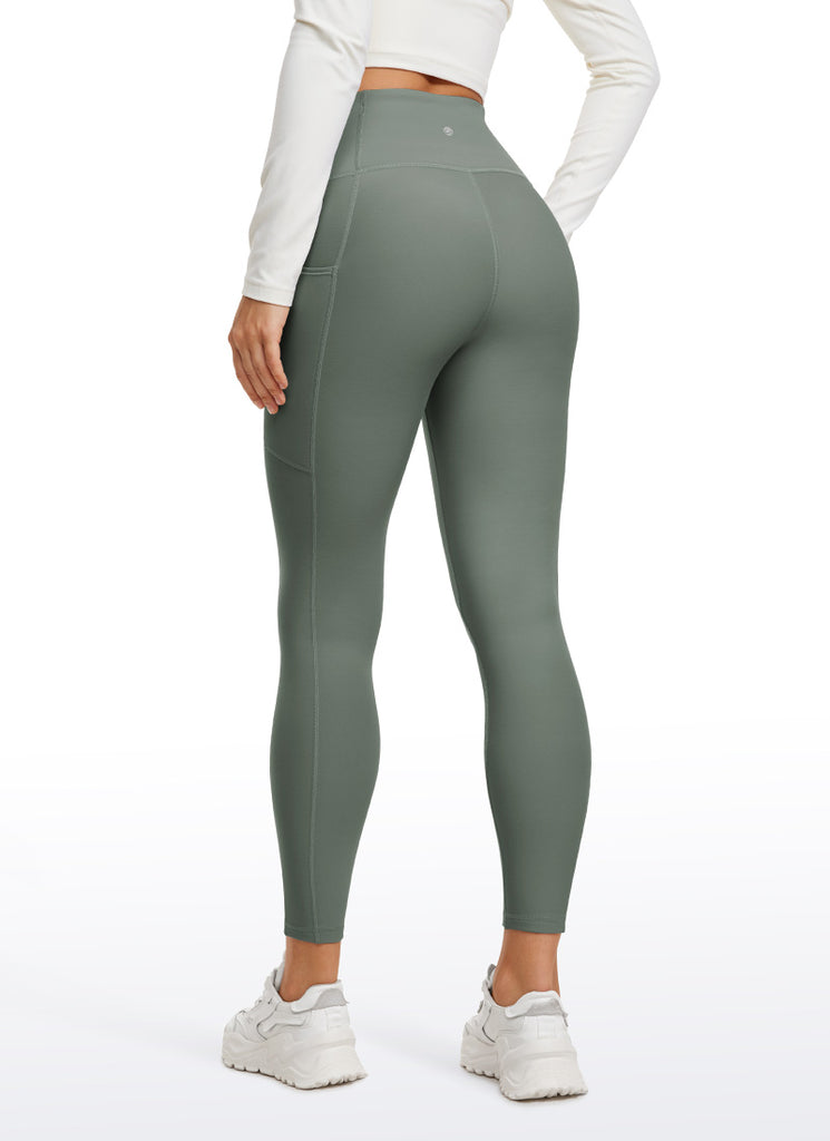 CRZ YOGA Women's High Rise Thermal Fleece Lined Pocket Legging II 25'' Grey Sage