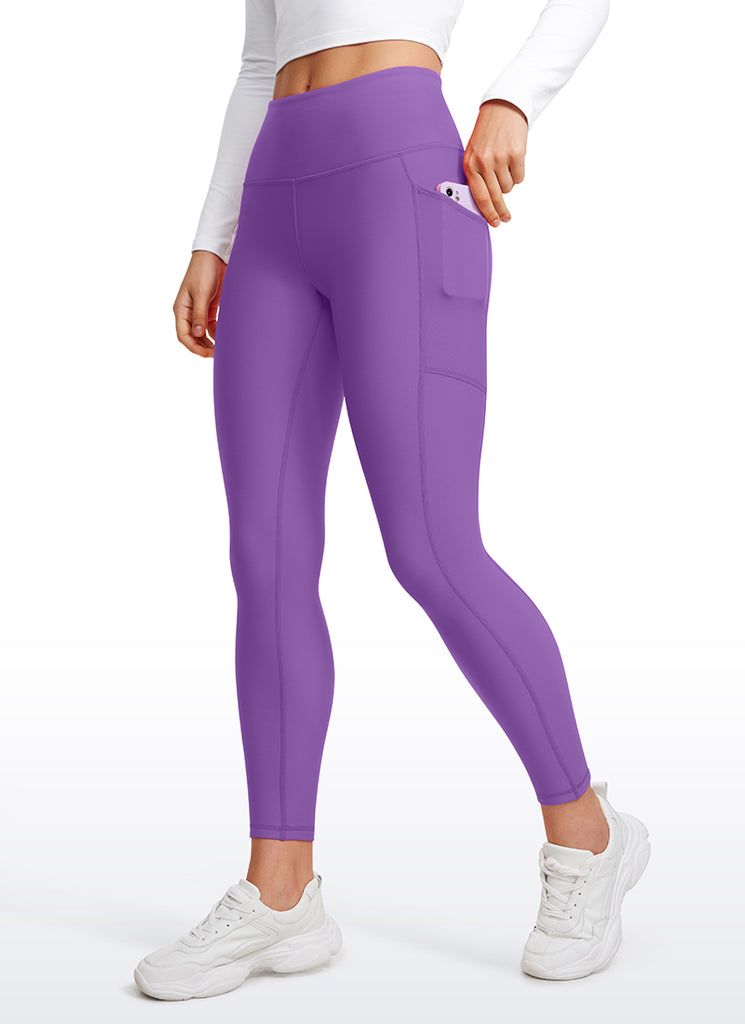 CRZ YOGA Women's High Rise Thermal Fleece Lined Pocket Legging II 25'' Royal Lilac